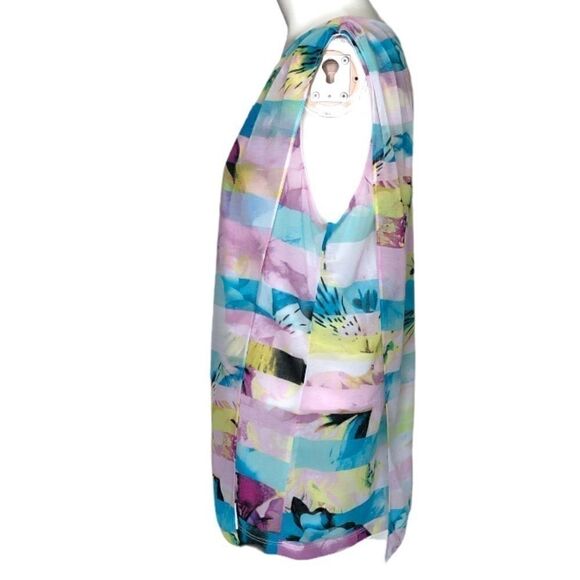 Worthington size Large multi colored watercolor look sheer overlay top - Picture 7 of 10